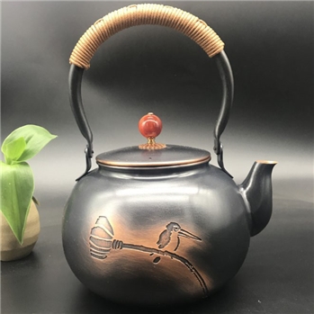 金义堂 复古中式啄木鸟茶壶 烧开水养生泡茶铜壶高档功夫铜茶壶